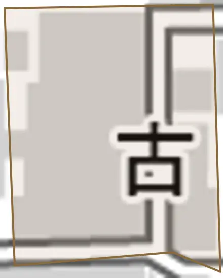 古御旅町とその周辺の地図。町の範囲を重ねている