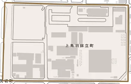 上鳥羽鉾立町とその周辺の地図。町の範囲を重ねている