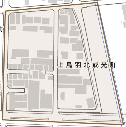 上鳥羽北戒光町とその周辺の地図。町の範囲を重ねている