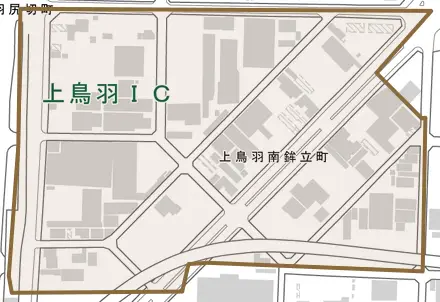 上鳥羽南鉾立町とその周辺の地図。町の範囲を重ねている