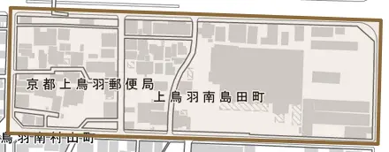 上鳥羽南島田町とその周辺の地図。町の範囲を重ねている