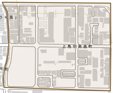 上鳥羽高畠町とその周辺の地図。町の範囲を重ねている