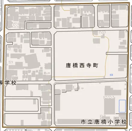 唐橋西寺町とその周辺の地図。町の範囲を重ねている