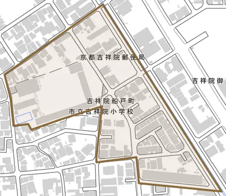 吉祥院船戸町とその周辺の地図。町の範囲を重ねている