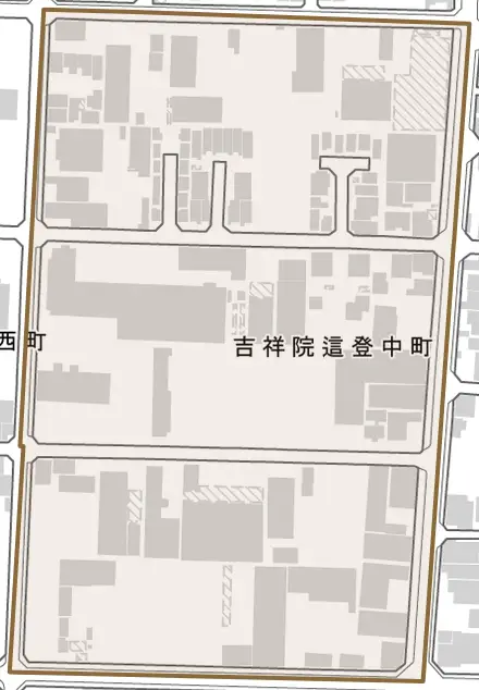 吉祥院這登中町とその周辺の地図。町の範囲を重ねている