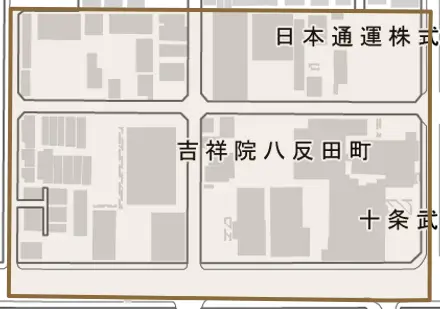 吉祥院八反田町とその周辺の地図。町の範囲を重ねている