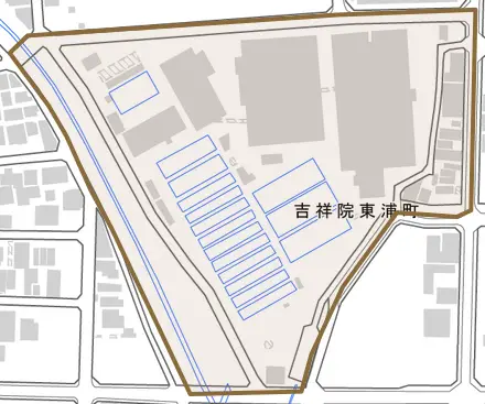 吉祥院東浦町とその周辺の地図。町の範囲を重ねている