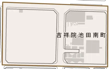 吉祥院池田南町とその周辺の地図。町の範囲を重ねている