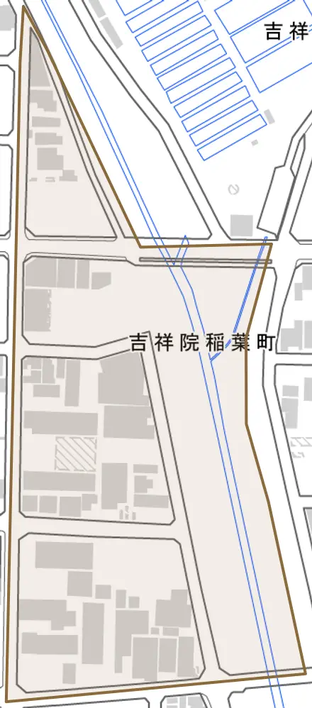 吉祥院稲葉町とその周辺の地図。町の範囲を重ねている