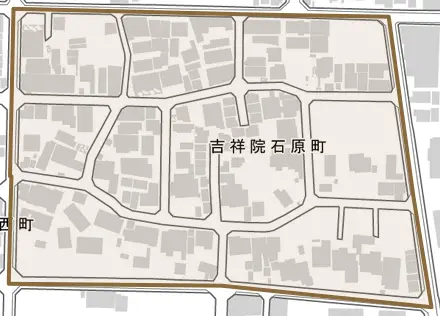 吉祥院石原町とその周辺の地図。町の範囲を重ねている