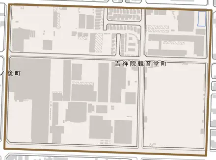 吉祥院観音堂町とその周辺の地図。町の範囲を重ねている