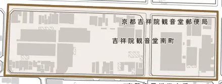 吉祥院観音堂南町とその周辺の地図。町の範囲を重ねている