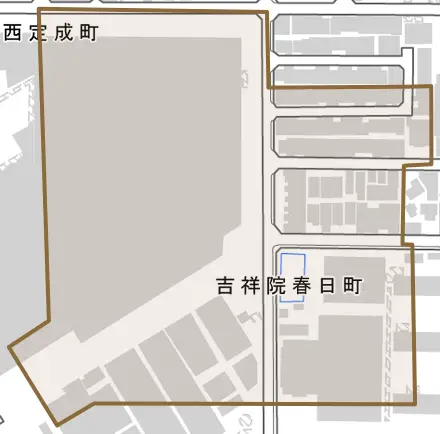 吉祥院春日町とその周辺の地図。町の範囲を重ねている