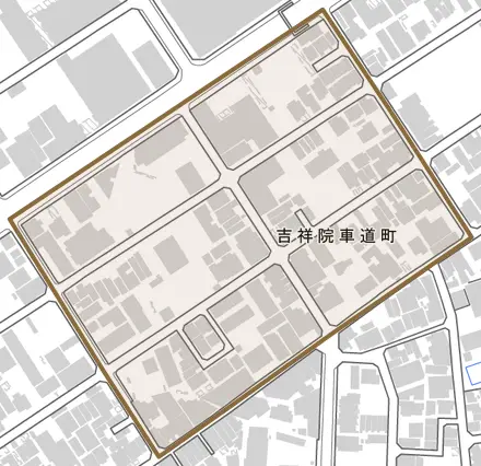 吉祥院車道町とその周辺の地図。町の範囲を重ねている