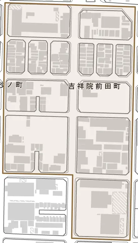 吉祥院前田町とその周辺の地図。町の範囲を重ねている