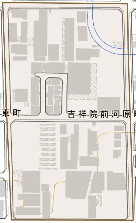 吉祥院前河原町とその周辺の地図。町の範囲を重ねている