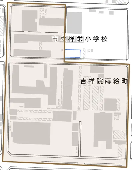 吉祥院蒔絵町とその周辺の地図。町の範囲を重ねている