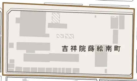 吉祥院蒔絵南町とその周辺の地図。町の範囲を重ねている