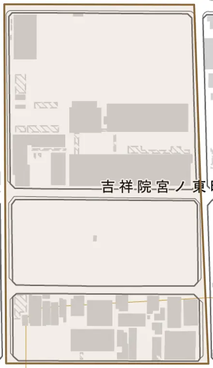 吉祥院宮ノ東町とその周辺の地図。町の範囲を重ねている