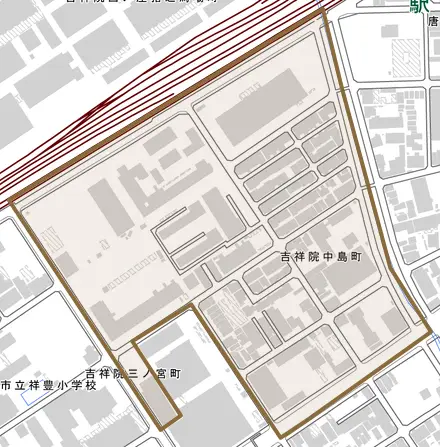 吉祥院中島町とその周辺の地図。町の範囲を重ねている