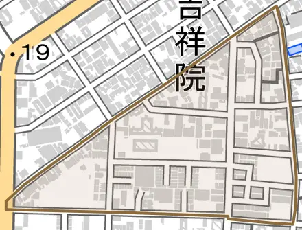 吉祥院西浦町とその周辺の地図。町の範囲を重ねている