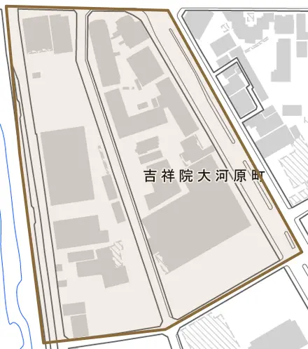 吉祥院大河原町とその周辺の地図。町の範囲を重ねている