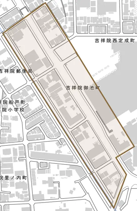 吉祥院御池町とその周辺の地図。町の範囲を重ねている