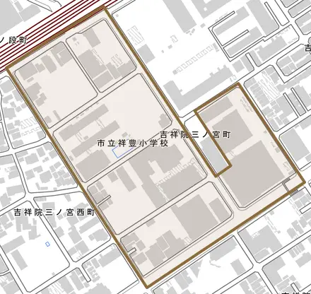 吉祥院三ノ宮町とその周辺の地図。町の範囲を重ねている