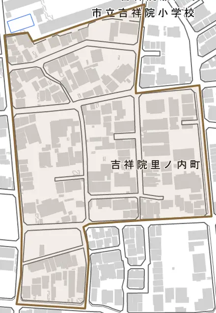 吉祥院里ノ内町とその周辺の地図。町の範囲を重ねている
