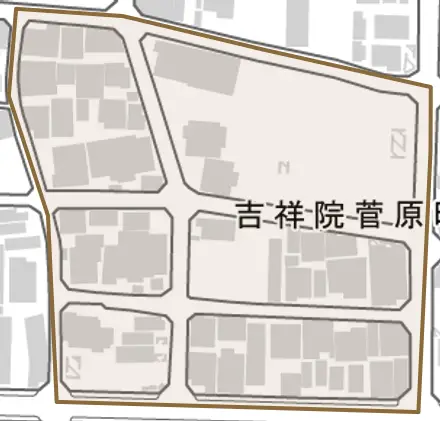 吉祥院菅原町とその周辺の地図。町の範囲を重ねている