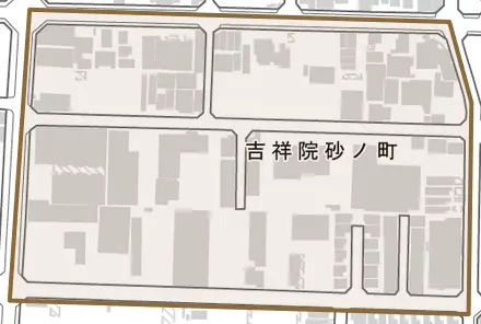 吉祥院砂ノ町とその周辺の地図。町の範囲を重ねている