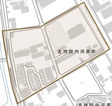 吉祥院内河原町とその周辺の地図。町の範囲を重ねている