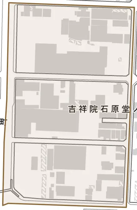 吉祥院石原堂ノ後西町とその周辺の地図。町の範囲を重ねている