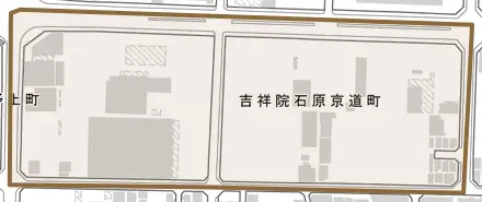 吉祥院石原京道町とその周辺の地図。町の範囲を重ねている