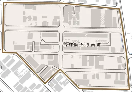 吉祥院石原南町とその周辺の地図。町の範囲を重ねている