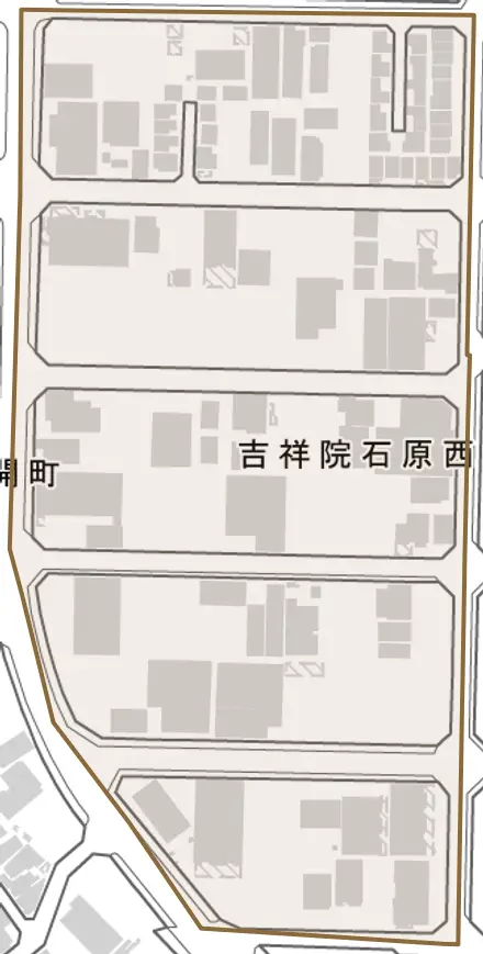 吉祥院石原西町とその周辺の地図。町の範囲を重ねている