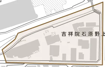 吉祥院石原野上町とその周辺の地図。町の範囲を重ねている