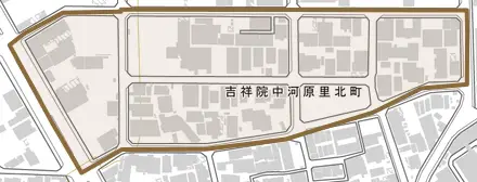 吉祥院中河原里北町とその周辺の地図。町の範囲を重ねている