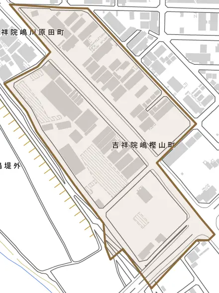 吉祥院嶋樫山町とその周辺の地図。町の範囲を重ねている