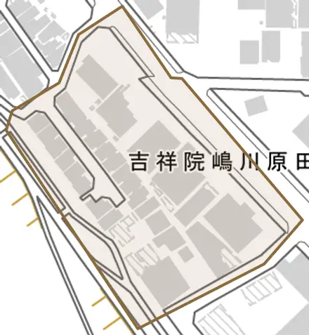 吉祥院嶋川原田町とその周辺の地図。町の範囲を重ねている