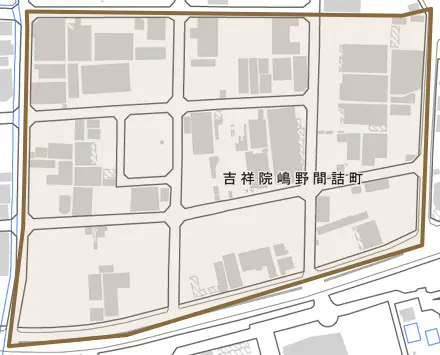 吉祥院嶋野間詰町とその周辺の地図。町の範囲を重ねている