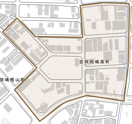 吉祥院嶋高町とその周辺の地図。町の範囲を重ねている