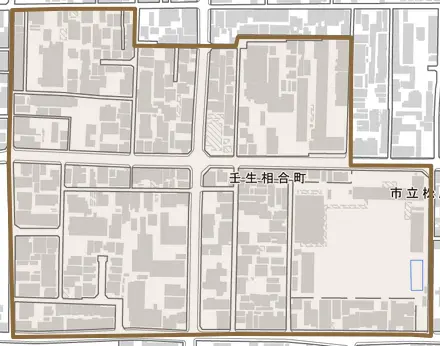 壬生相合町とその周辺の地図。町の範囲を重ねている