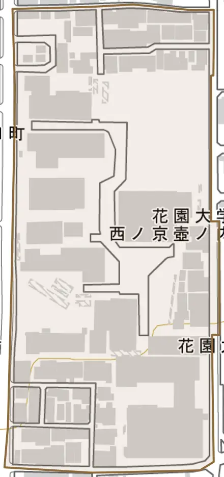 西ノ京壺ノ内町とその周辺の地図。町の範囲を重ねている