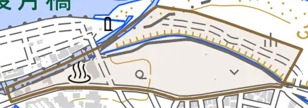 嵐山上河原町とその周辺の地図。町の範囲を重ねている