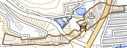 御陵鴫谷とその周辺の地図。町の範囲を重ねている