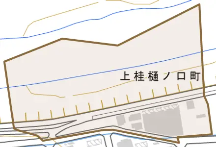上桂樋ノ口町とその周辺の地図。町の範囲を重ねている