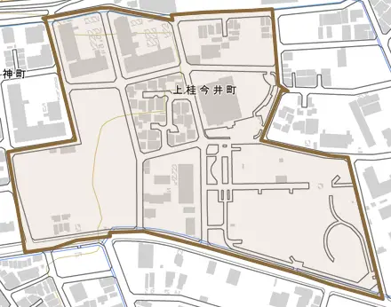 上桂今井町とその周辺の地図。町の範囲を重ねている