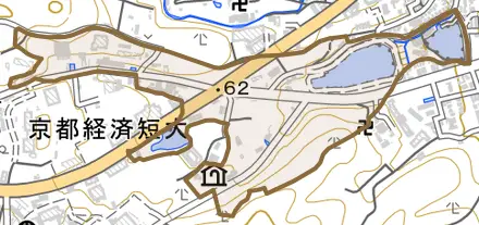 樫原秤谷町とその周辺の地図。町の範囲を重ねている