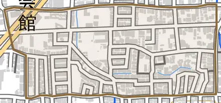 桂千代原町とその周辺の地図。町の範囲を重ねている